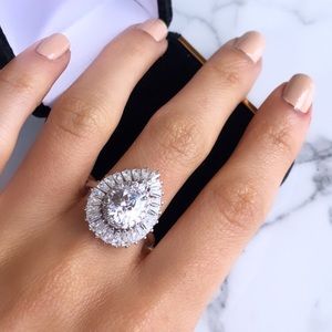 14k white gold plated jewelry ring